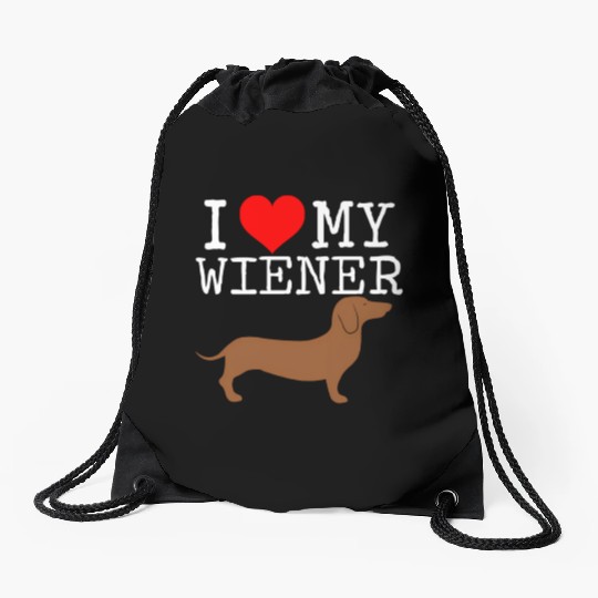 I Love My Wiener Dachshund Weiner Dog Drawstring Bags
