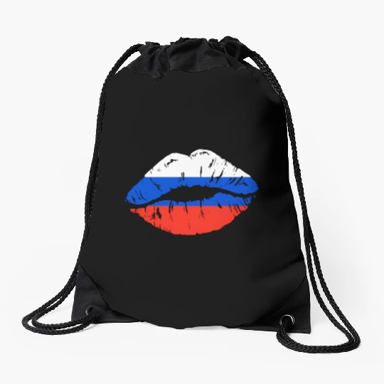 Russian Flag Lips For Russians Russia Drawstring Bags