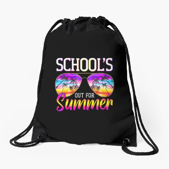 Last Day Of School Schools Out For Summer Teacher Drawstring Bags