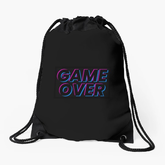 Game over text gamer design 1 Drawstring Bags