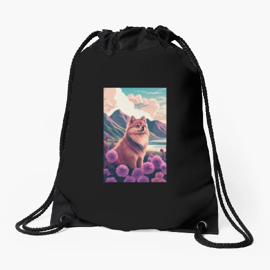 Pomeranian Nature Drawstring Bags