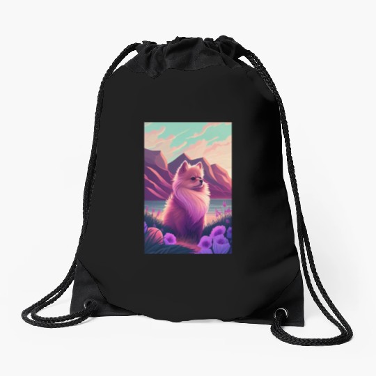 Pomeranian Nature Drawstring Bags