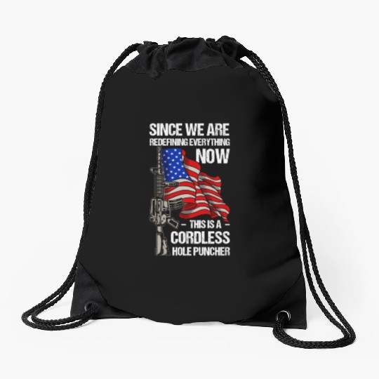 Gun Cordless Hole Puncher American Flag Drawstring Bags