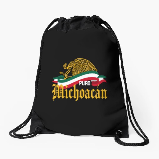 Michoacán Mexico Puro Michoacán Yellow Eagle Flag Drawstring Bags