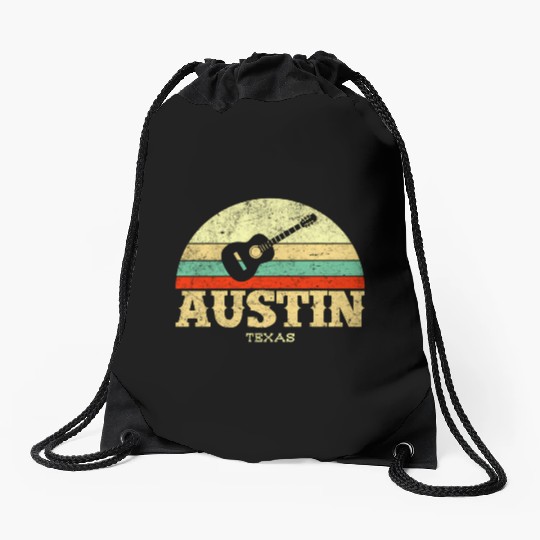 Austin Texas Guitar Lone Star State Drawstring Bags