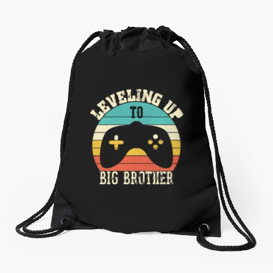 Level up to Big Brother Drawstring Bags