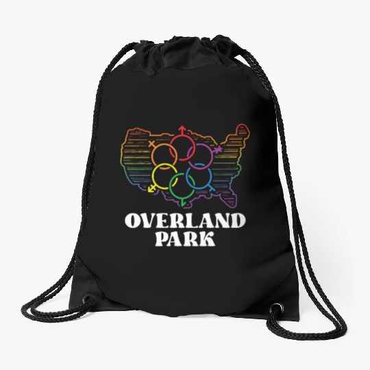 Overland Park Pride Flag Pride Month LGBTQ Flag Drawstring Bags