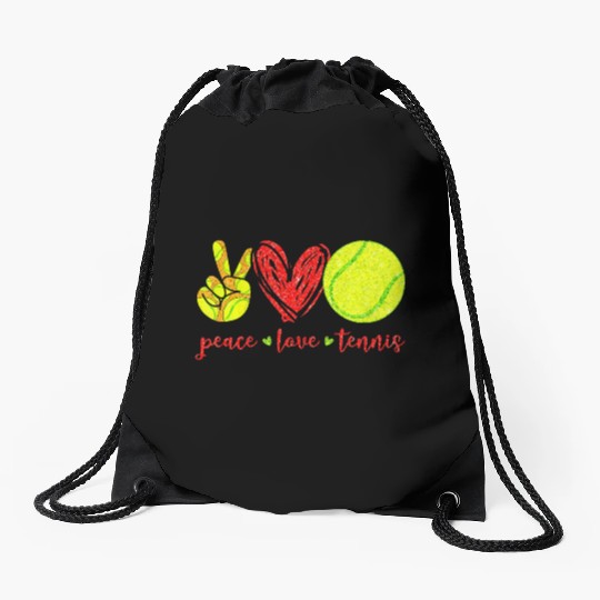Peace Love Tennis Cute Tennis Lovers Drawstring Bags