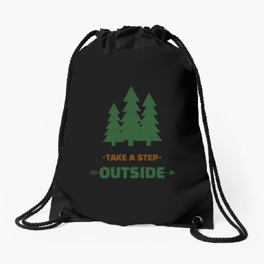 Take A Step Outside Camping Drawstring Bags