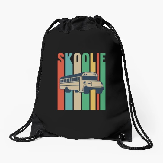 Skoolie Design For A School Bus Lover Drawstring Bags