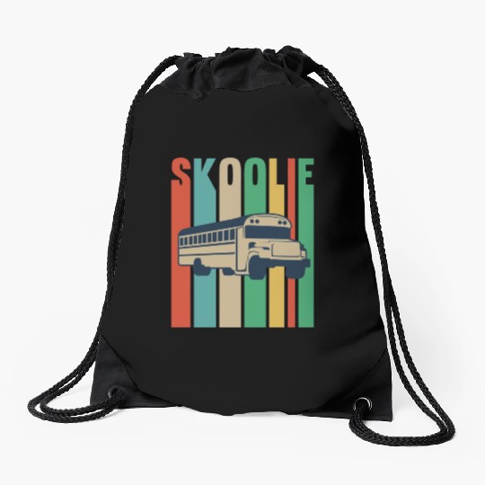 Skoolie Design For A School Bus Lover Drawstring Bags