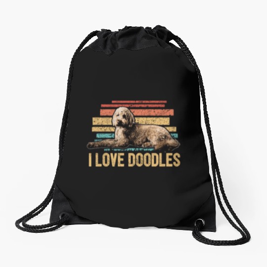 I Love Doodles Goldendoodle Dog Mom Doodle Dad Drawstring Bags
