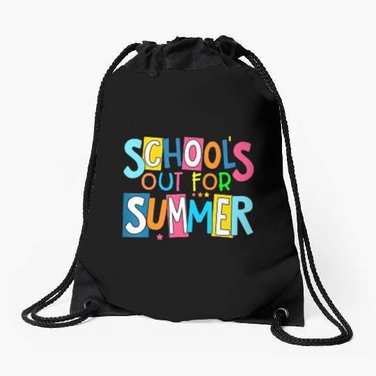 Last Day Of School Schools Out For Summer Teacher Drawstring Bags