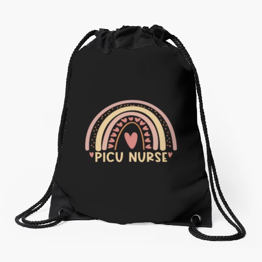 Picu Nurse Boho Rainbow Nursing Student Drawstring Bags