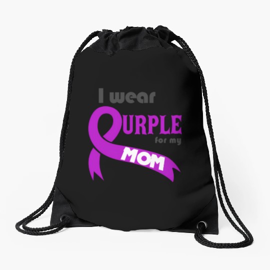 03826 I Wear Purple For My Mom Support Pancreatic Drawstring Bags