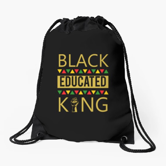 Black Educated King Black African American Drawstring Bags