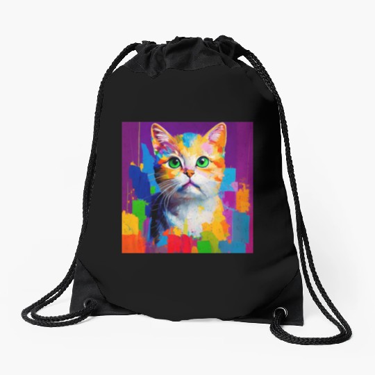 Oil Painting Style Cat Portrait Design for Cat Drawstring Bags