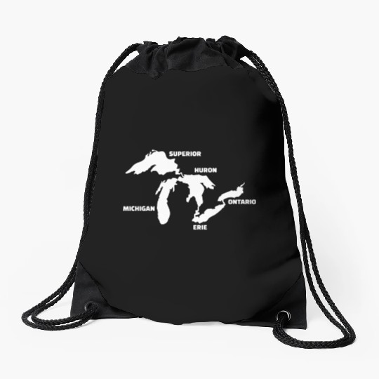 Great Lakes Map Drawstring Bags