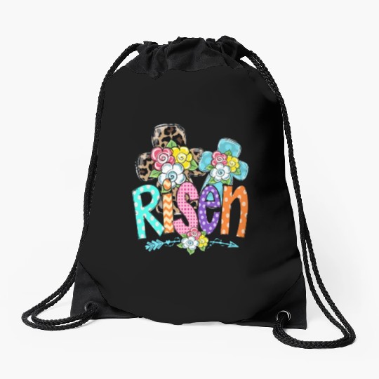 Happy Easter For Christian Mom He Is Risen Leopard Drawstring Bags