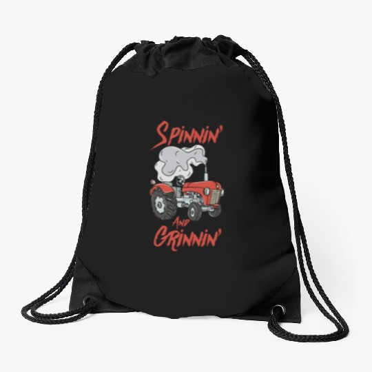 Tractor Pulling Farmer Drawstring Bags