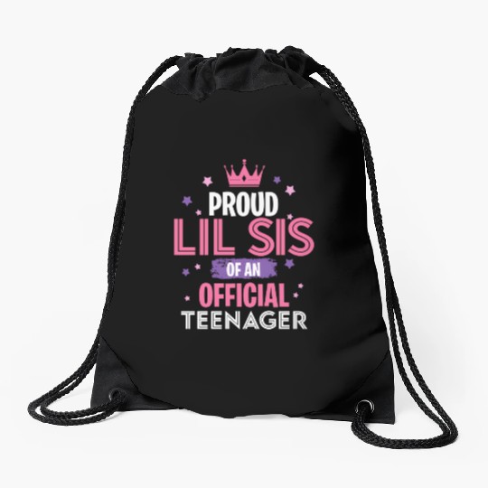 Proud Little Sister Of An Officialnager 13Th Drawstring Bags