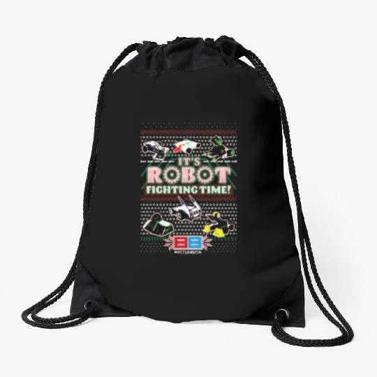 Battlebots It'S Robot Fighting Time Ugly Drawstring Bags