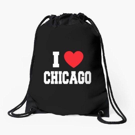 I Love Chicago Drawstring Bags