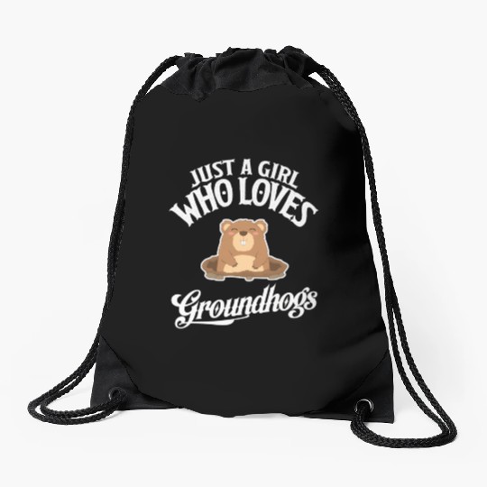 Who Loves Groundhogs Groundhog Drawstring Bags