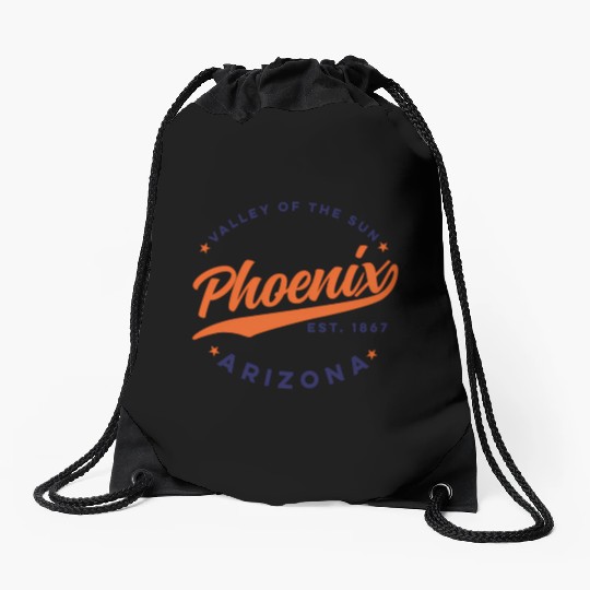 Phoenix Arizonna Valley Of The Sun Color Text Drawstring Bags