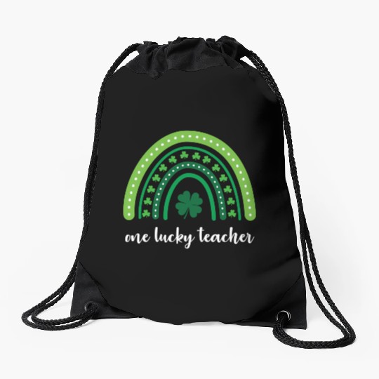One Lucky Teacher Rainbow St Patrick’S Day Drawstring Bags