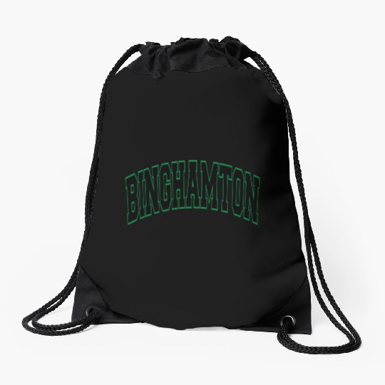 Binghamton Ny Varsity Style Black Text With Green Drawstring Bags