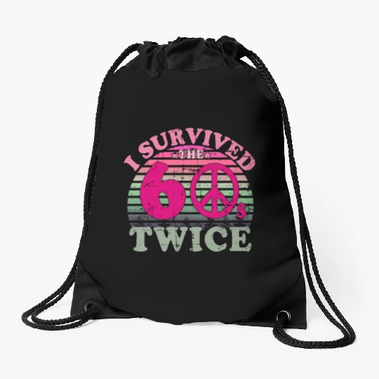 I Survived The Sixties 60S Twice Drawstring Bags