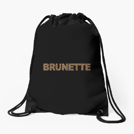 Brunette Leopard Print Bold Text Drawstring Bags