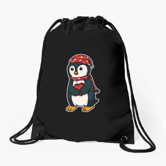 Penguin With Winter For A e Py Drawstring Bags