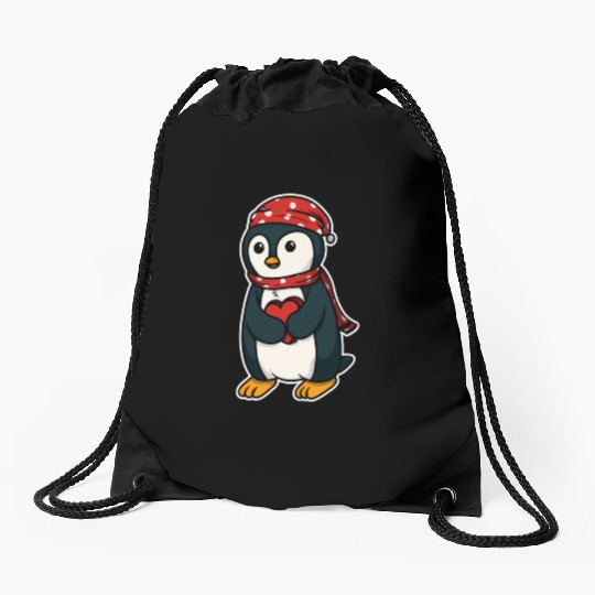 Penguin With Winter For A e Py Drawstring Bags