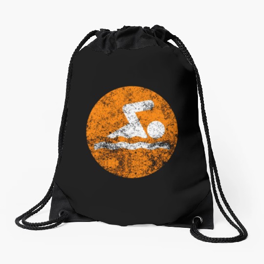 Swim Orange Swim Icon Drawstring Bags
