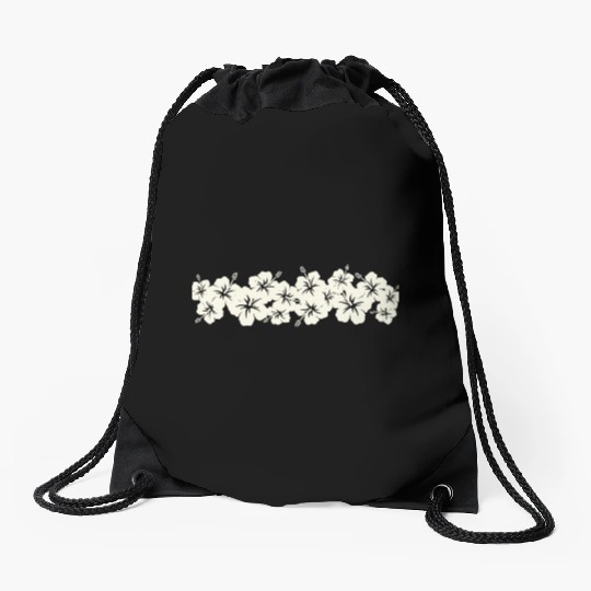 Surfer Style Floral Hibiscus Flower Row 1970S Drawstring Bags