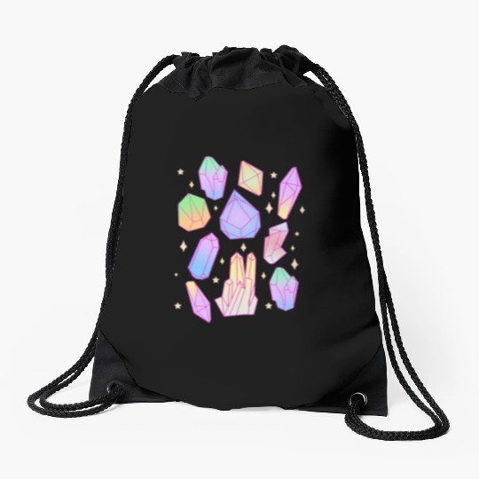 Pastel Goth Magical Crystal Waterfall Kawaii Goth Drawstring Bags