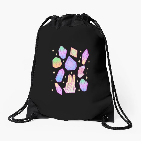 Pastel Goth Magical Crystal Waterfall Kawaii Goth Drawstring Bags