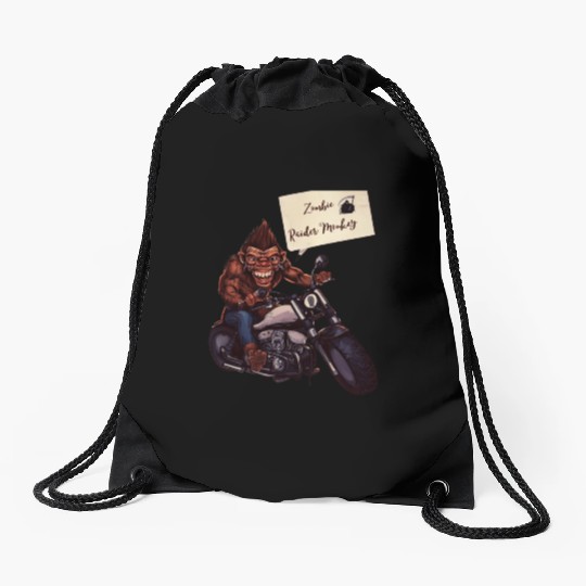 zombie Raider Monkey Drawstring Bags
