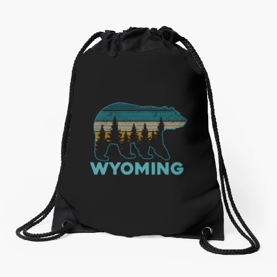 Wyoming Grizzly Bear Nature Hiking Drawstring Bags