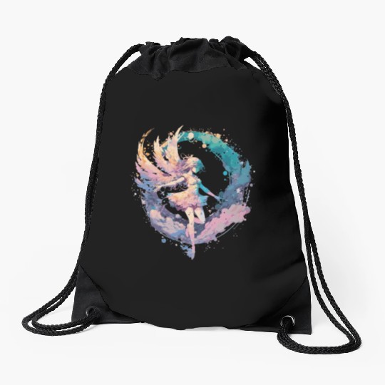 Watercolor Fairy Painting Fairycore Pastel Goth Bu Drawstring Bags