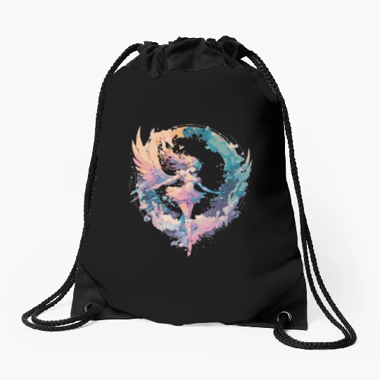 Watercolor Fairy Girls Fairycore Pastel Goth Butte Drawstring Bags