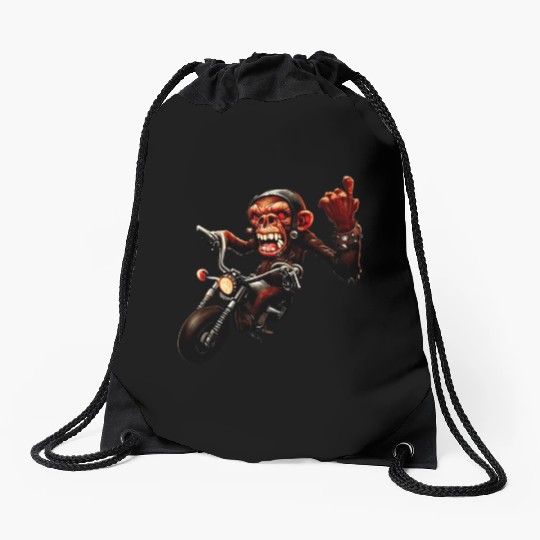 Zombie Raider Monkey Rockstar Drawstring Bags