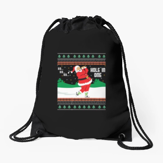 Ho Ho Ho Ugly Santa Golf Jumper Drawstring Bags