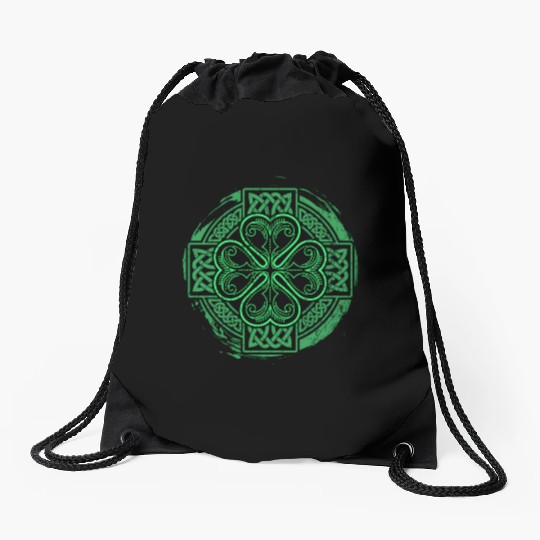Celtic Knot Irish Shamrock Three Leaf Clover St Drawstring Bags