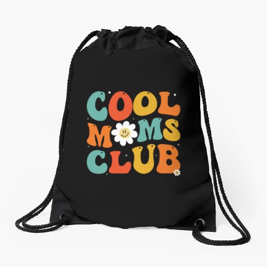 Cool Moms Club Groovy Hippie Theme Mother Day Drawstring Bags
