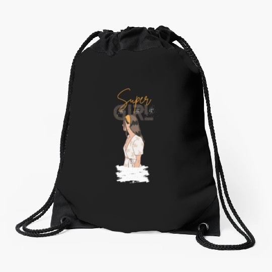 SUPER GIRL Drawstring Bags