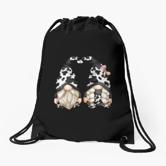 Black And White Cow Print For Farmer With Farm Drawstring Bags