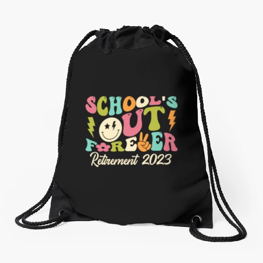 School's Out Forever Retired Teacher Gift Drawstring Bags